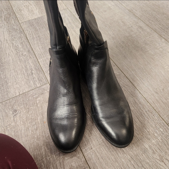 Tory Burch Brook Black Tumbled Leather Knee Boot Size 9 - Picture 3 of 9